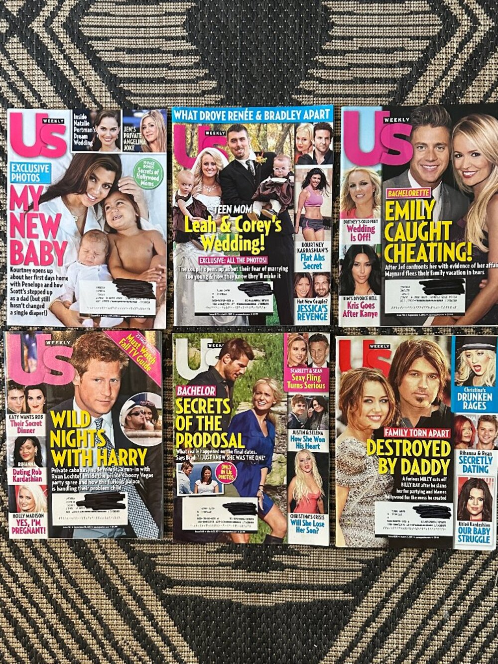 Vintage Lot of 6 US Weekly Magazines 2011&12 Celebrity Gossip Fashion Party Life